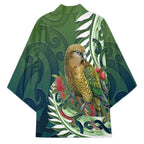 New Zealand Kea Bird Kimono With Maori Koru Fern - Aussie Hoodie
