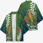 New Zealand Kea Bird Kimono With Maori Koru Fern - Aussie Hoodie