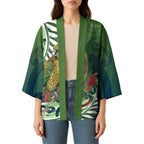 New Zealand Kea Bird Kimono With Maori Koru Fern - Aussie Hoodie