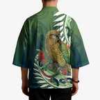 New Zealand Kea Bird Kimono With Maori Koru Fern - Aussie Hoodie