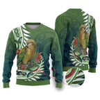 New Zealand Kea Bird Ugly Christmas Sweater With Maori Koru Fern