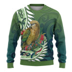 New Zealand Kea Bird Ugly Christmas Sweater With Maori Koru Fern