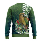 New Zealand Kea Bird Ugly Christmas Sweater With Maori Koru Fern