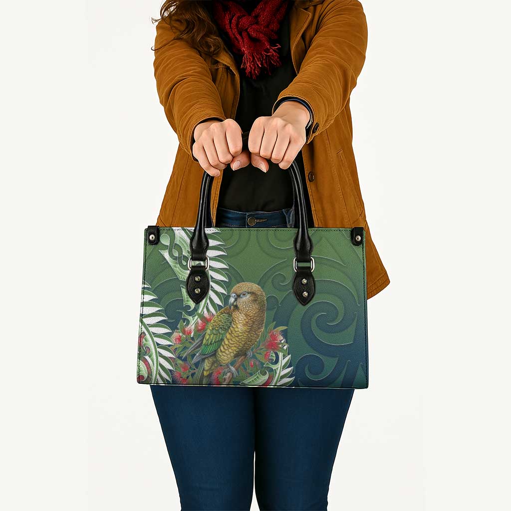 New Zealand Kea Bird Leather Bag With Maori Koru Fern - Aussie Hoodie