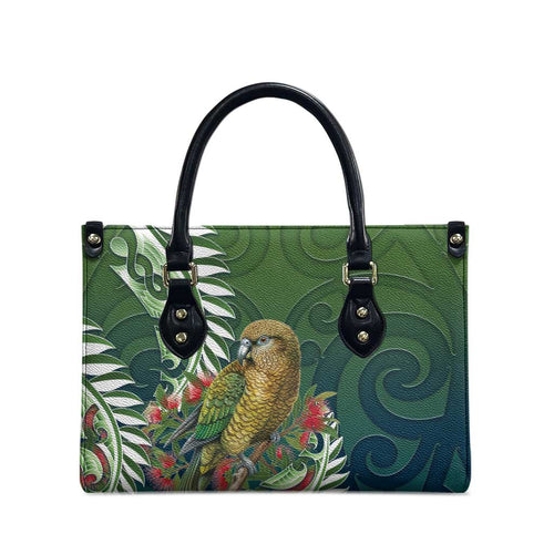 New Zealand Kea Bird Leather Bag With Maori Koru Fern - Aussie Hoodie