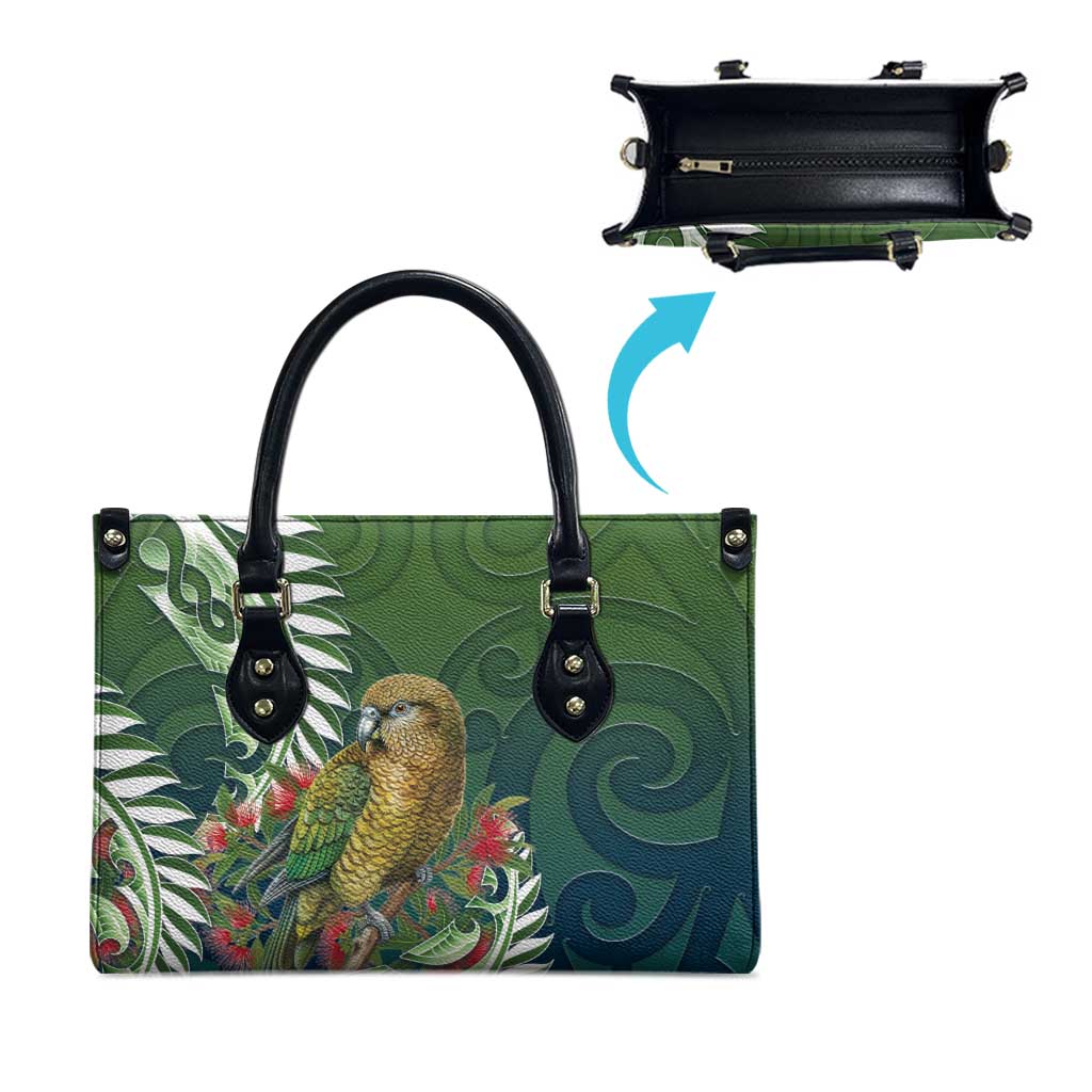 New Zealand Kea Bird Leather Bag With Maori Koru Fern - Aussie Hoodie