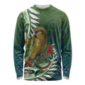 New Zealand Kea Bird Long Sleeve Shirt With Maori Koru Fern - Aussie Hoodie