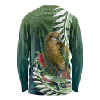 New Zealand Kea Bird Long Sleeve Shirt With Maori Koru Fern - Aussie Hoodie