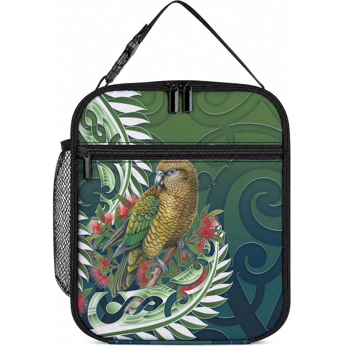 New Zealand Kea Bird Lunch Bag With Maori Koru Fern