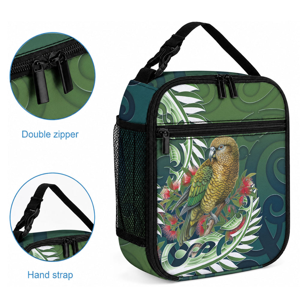 New Zealand Kea Bird Lunch Bag With Maori Koru Fern