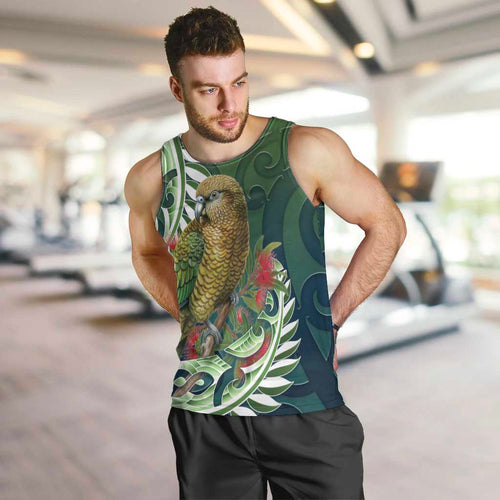 New Zealand Kea Bird Men Tank Top With Maori Koru Fern - Aussie Hoodie