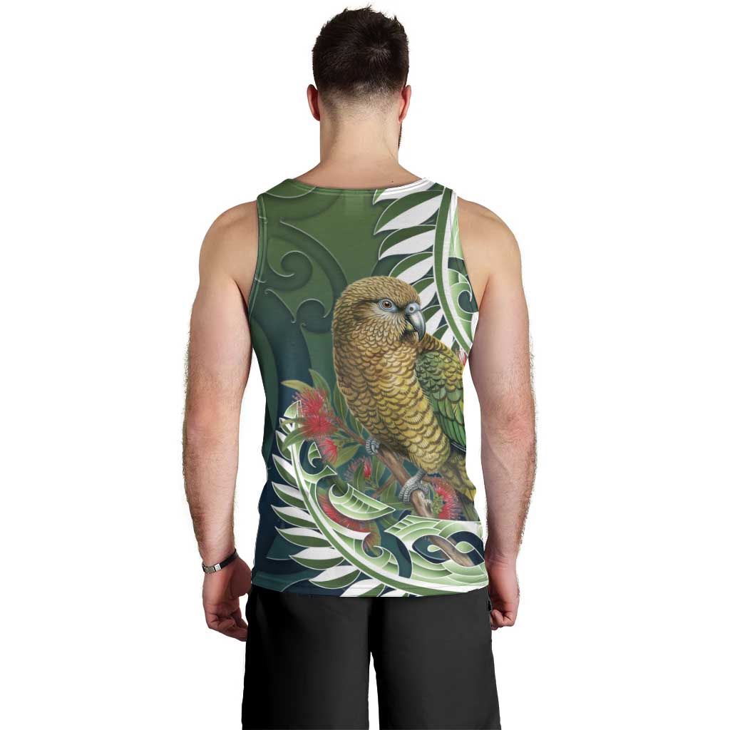 New Zealand Kea Bird Men Tank Top With Maori Koru Fern - Aussie Hoodie