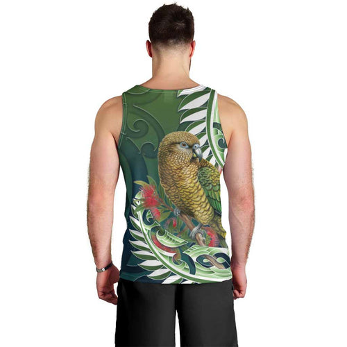 New Zealand Kea Bird Men Tank Top With Maori Koru Fern - Aussie Hoodie