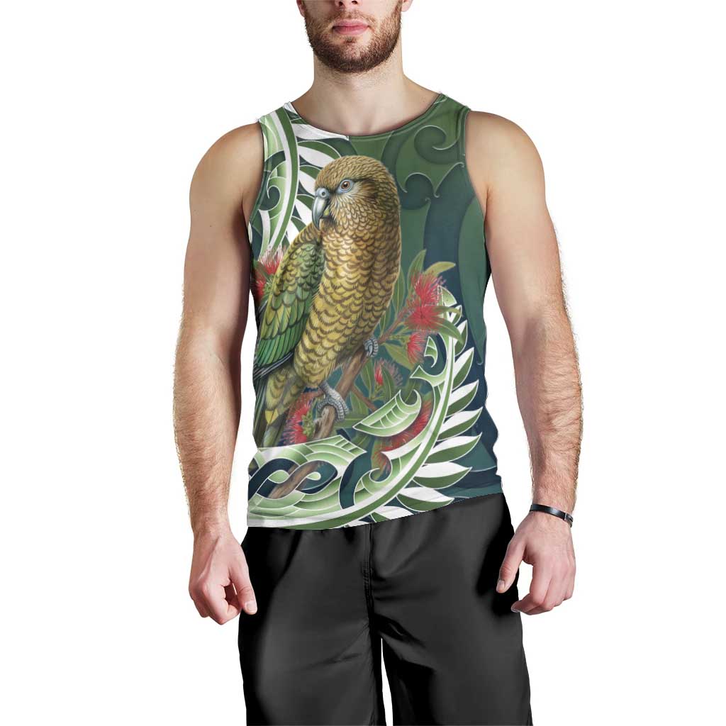 New Zealand Kea Bird Men Tank Top With Maori Koru Fern - Aussie Hoodie