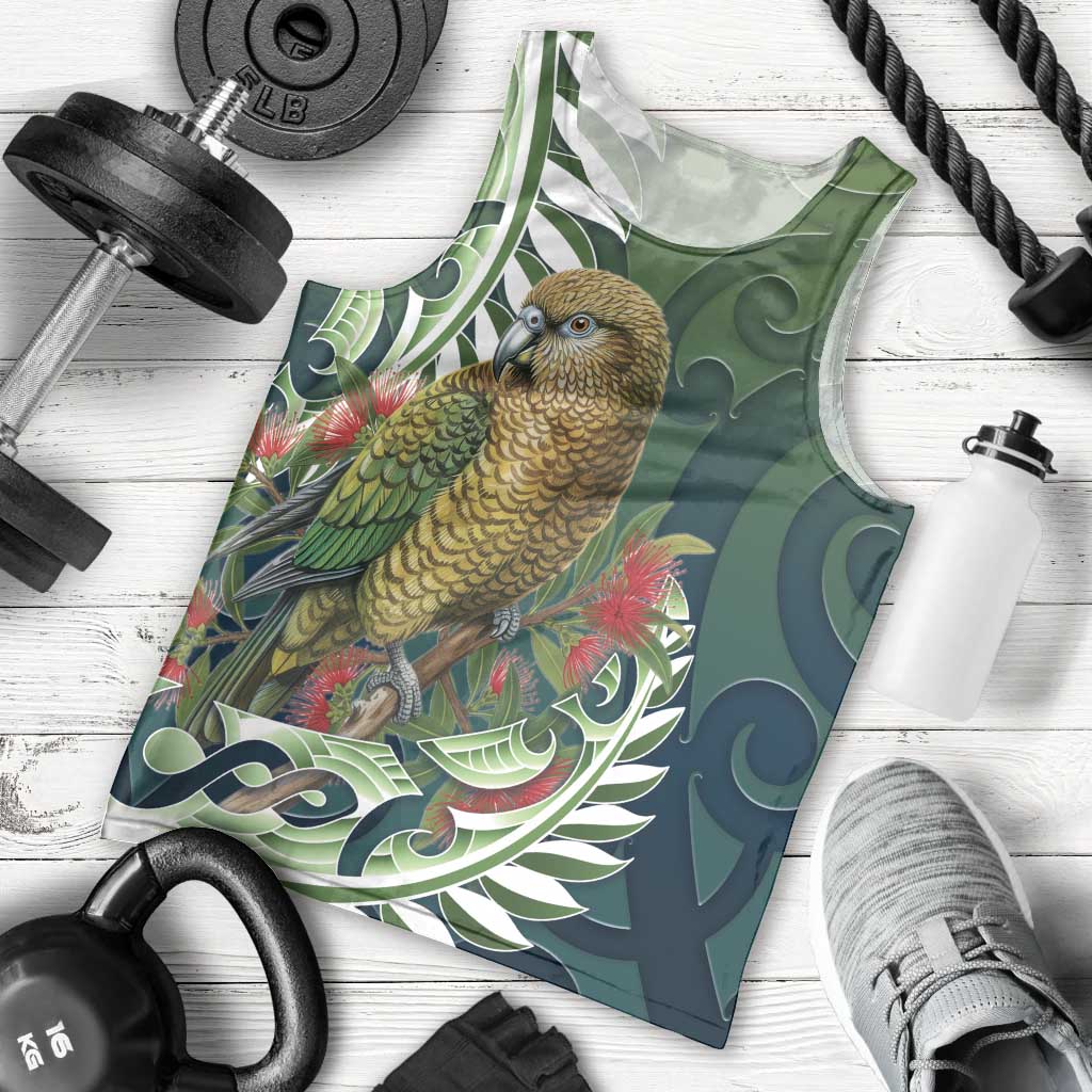 New Zealand Kea Bird Men Tank Top With Maori Koru Fern - Aussie Hoodie