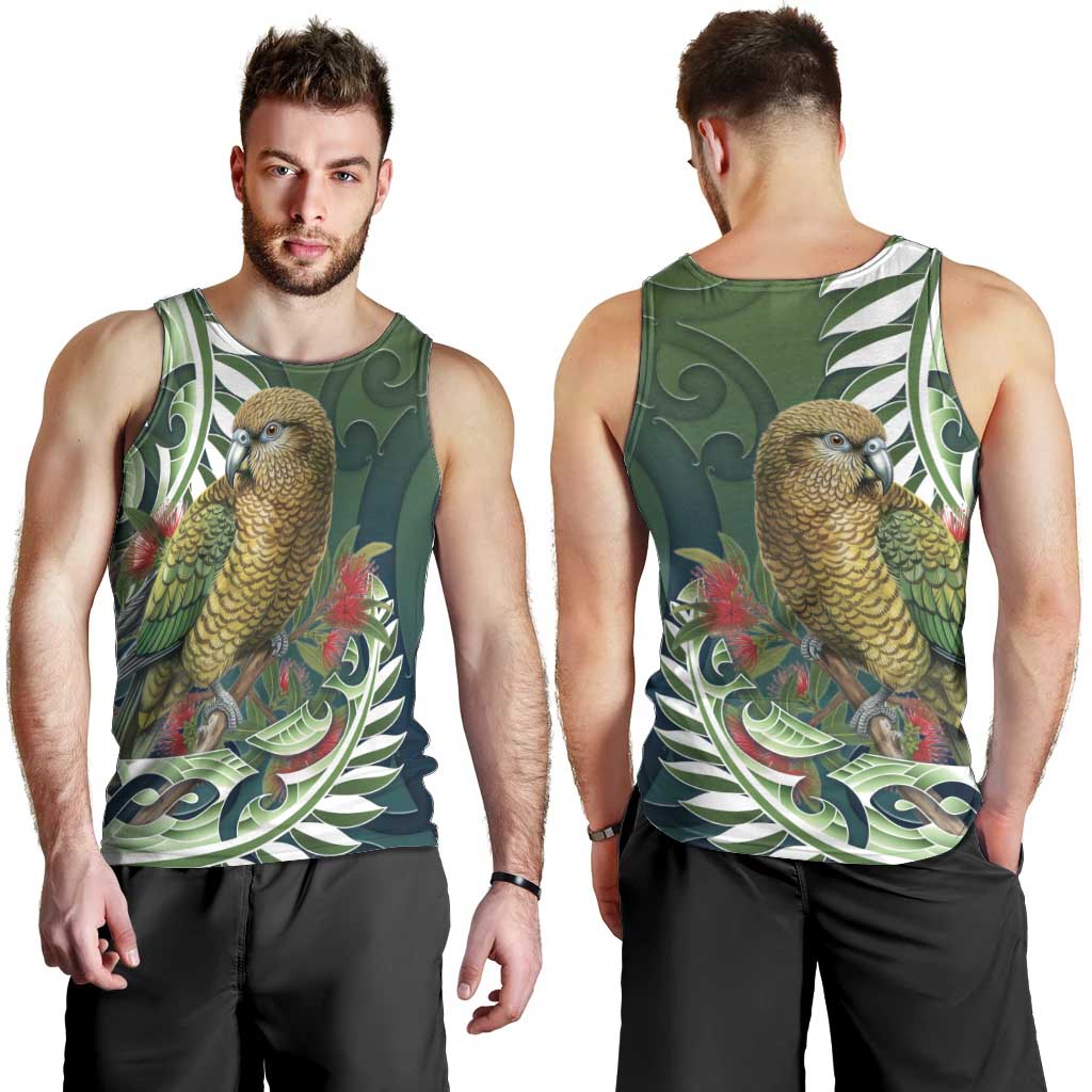New Zealand Kea Bird Men Tank Top With Maori Koru Fern - Aussie Hoodie