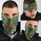 New Zealand Kea Bird Neck Gaiter With Maori Koru Fern - Aussie Hoodie