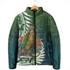 New Zealand Kea Bird Padded Jacket With Maori Koru Fern - Aussie Hoodie