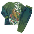 New Zealand Kea Bird Christmas Pajama Set With Maori Koru Fern
