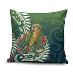New Zealand Kea Bird Pillow Cover With Maori Koru Fern - Aussie Hoodie