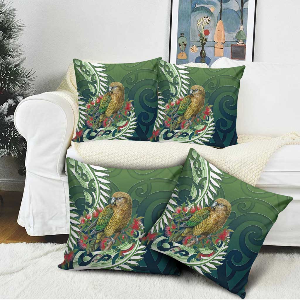 New Zealand Kea Bird Pillow Cover With Maori Koru Fern - Aussie Hoodie