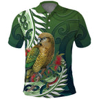 New Zealand Kea Bird Polo Shirt With Maori Koru Fern - Aussie Hoodie