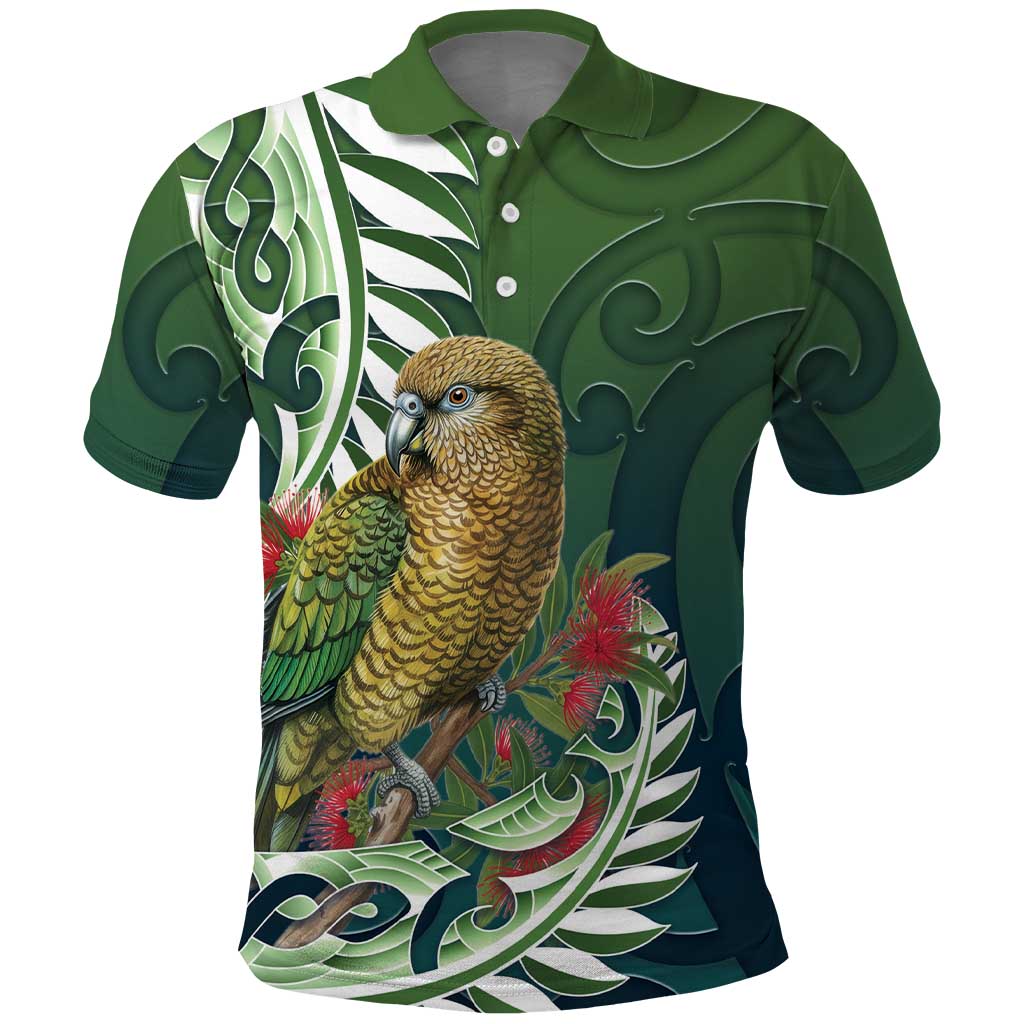 New Zealand Kea Bird Polo Shirt With Maori Koru Fern - Aussie Hoodie