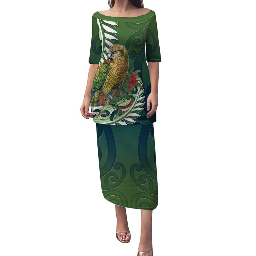 New Zealand Kea Bird Puletasi With Maori Koru Fern - Aussie Hoodie