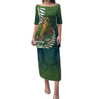 New Zealand Kea Bird Puletasi With Maori Koru Fern - Aussie Hoodie