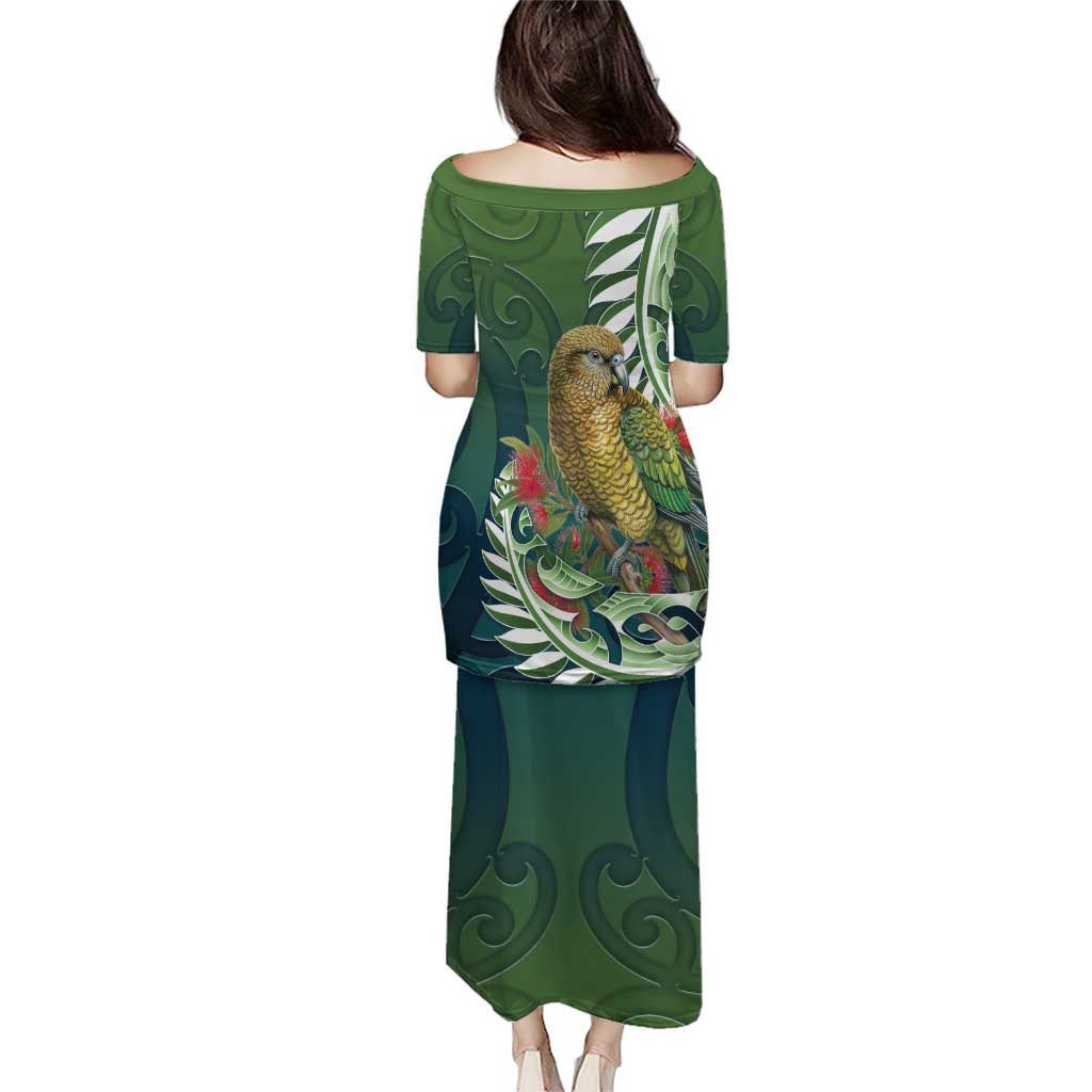 New Zealand Kea Bird Puletasi With Maori Koru Fern - Aussie Hoodie