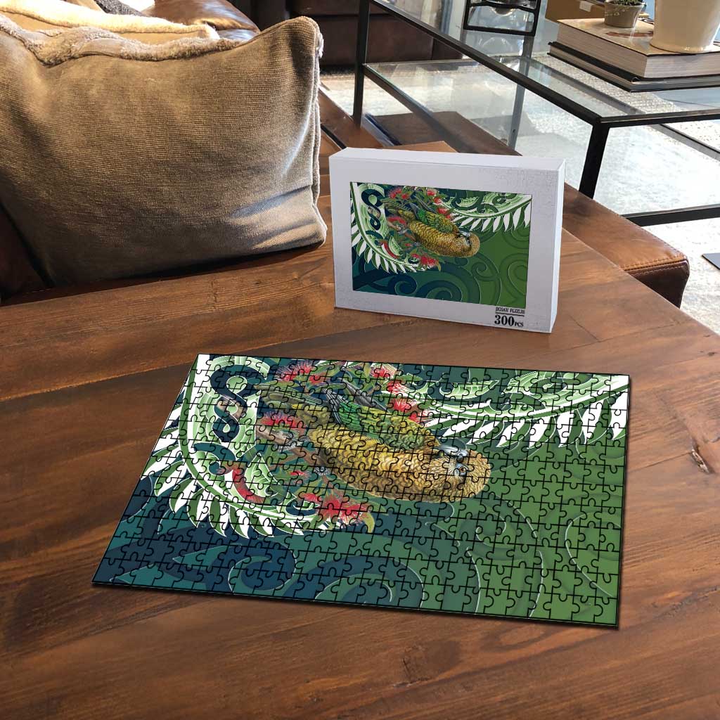 New Zealand Kea Bird Puzzle With Maori Koru Fern - Aussie Hoodie