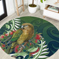 New Zealand Kea Bird Round Carpet With Maori Koru Fern - Aussie Hoodie