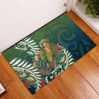 New Zealand Kea Bird Rubber Doormat With Maori Koru Fern - Aussie Hoodie