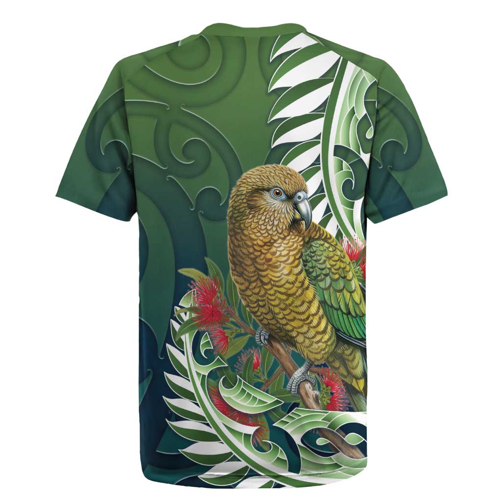 New Zealand Kea Bird Rugby Jersey With Maori Koru Fern - Aussie Hoodie