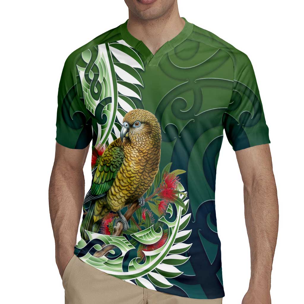 New Zealand Kea Bird Rugby Jersey With Maori Koru Fern - Aussie Hoodie
