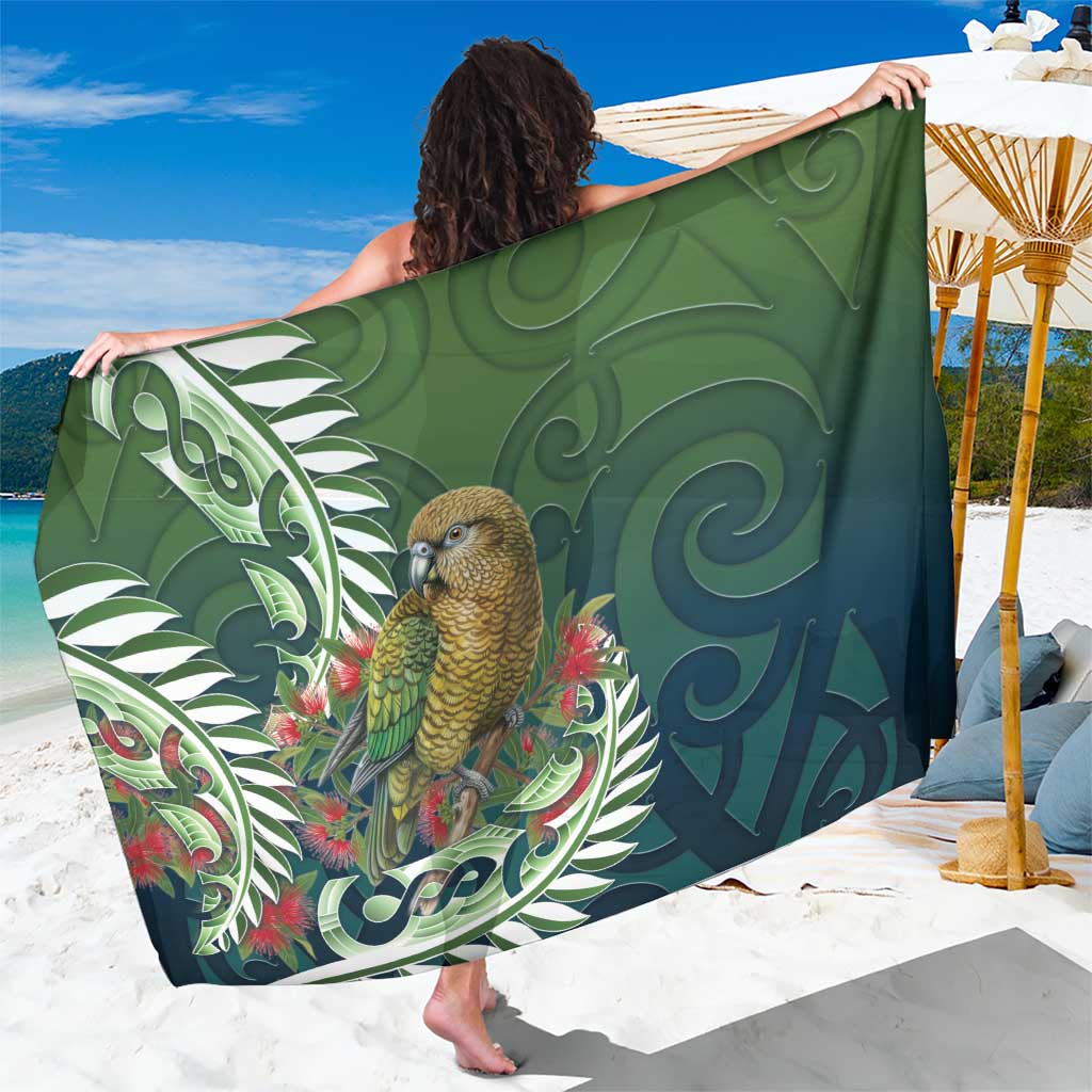 New Zealand Kea Bird Sarong With Maori Koru Fern - Aussie Hoodie