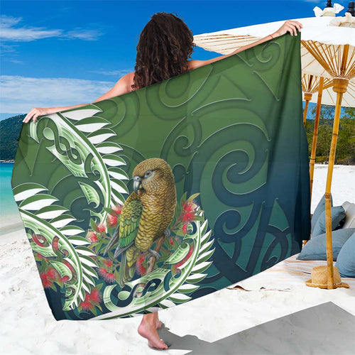 New Zealand Kea Bird Sarong With Maori Koru Fern - Aussie Hoodie