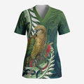 New Zealand Kea Bird Scrub Top With Maori Koru Fern - Aussie Hoodie