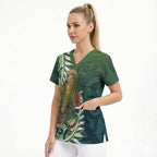 New Zealand Kea Bird Scrub Top With Maori Koru Fern - Aussie Hoodie