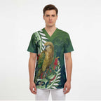 New Zealand Kea Bird Scrub Top With Maori Koru Fern - Aussie Hoodie