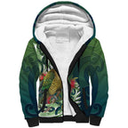 New Zealand Kea Bird Sherpa Hoodie With Maori Koru Fern - Aussie Hoodie