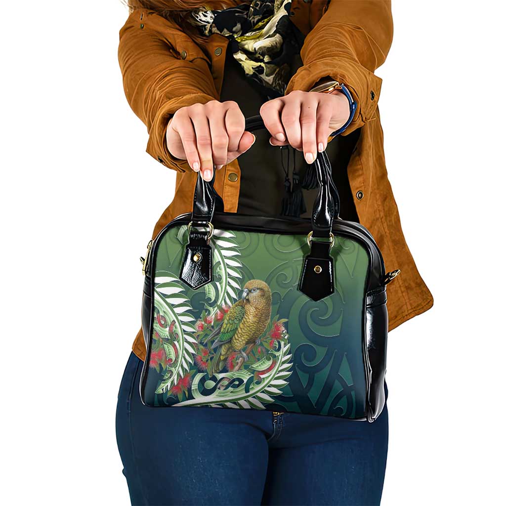 New Zealand Kea Bird Shoulder Handbag With Maori Koru Fern - Aussie Hoodie