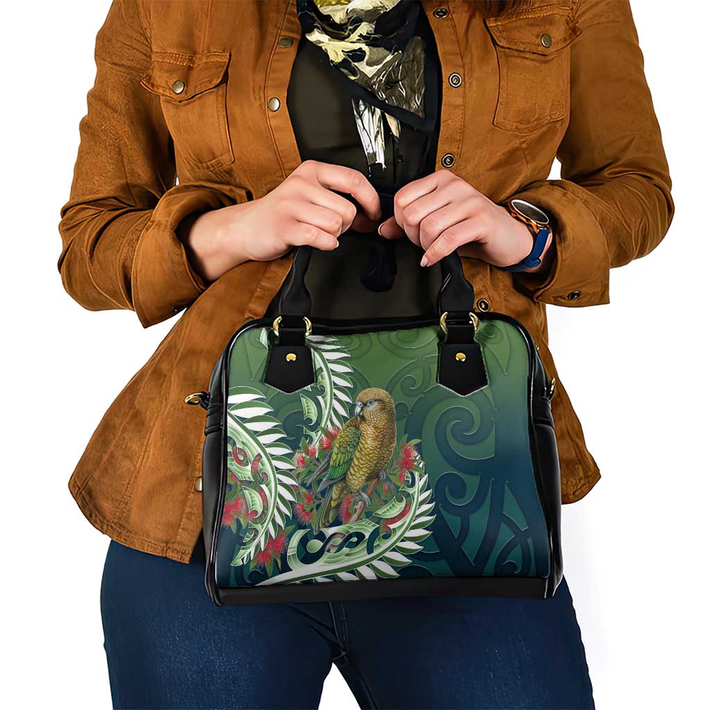 New Zealand Kea Bird Shoulder Handbag With Maori Koru Fern - Aussie Hoodie
