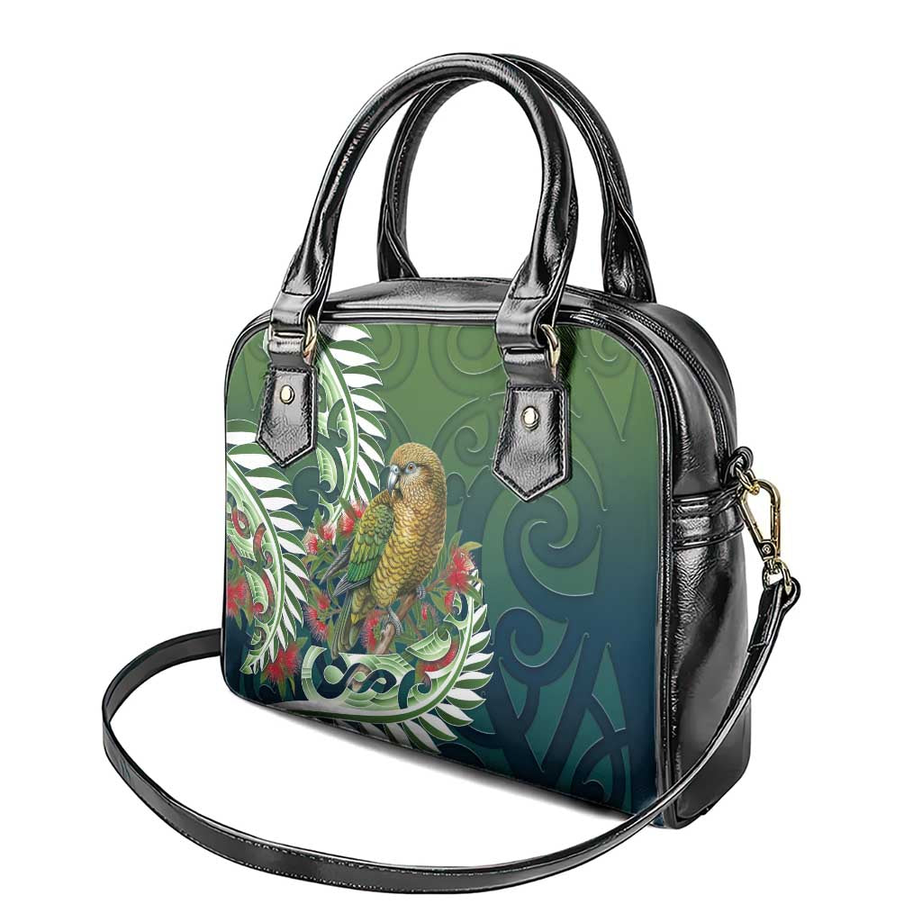 New Zealand Kea Bird Shoulder Handbag With Maori Koru Fern - Aussie Hoodie