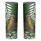 New Zealand Kea Bird Skinny Tumbler With Maori Koru Fern - Aussie Hoodie