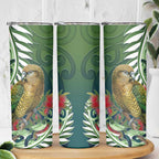 New Zealand Kea Bird Skinny Tumbler With Maori Koru Fern - Aussie Hoodie