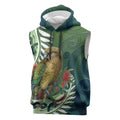 New Zealand Kea Bird Sleeveless Hoodie With Maori Koru Fern - Aussie Hoodie