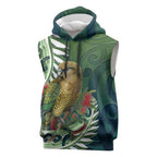 New Zealand Kea Bird Sleeveless Hoodie With Maori Koru Fern - Aussie Hoodie
