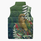 New Zealand Kea Bird Sleeveless Puffer Jacket With Maori Koru Fern - Aussie Hoodie