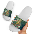 New Zealand Kea Bird Slide Sandals With Maori Koru Fern - Aussie Hoodie